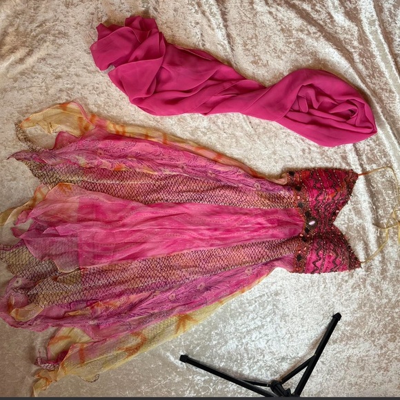 Vintage Silk Beaded Beaded Dress, Sz 6 - Picture 4 of 7